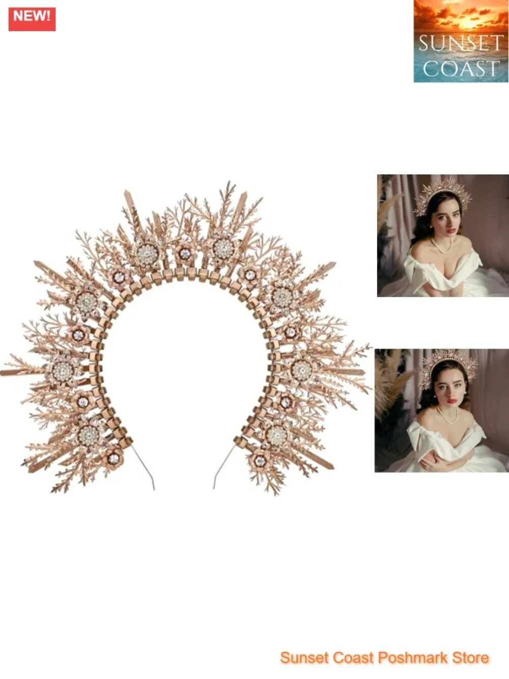 Handmade Fantasy Halo Crown Headpiece Greek Goddess Feather Headband Halloween